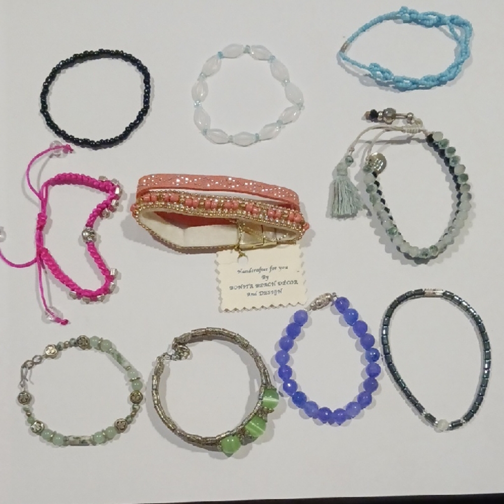Elegant Multi-Color Bracelet Set 22 Pieces Crystal, Beaded, Puravida, Me To We